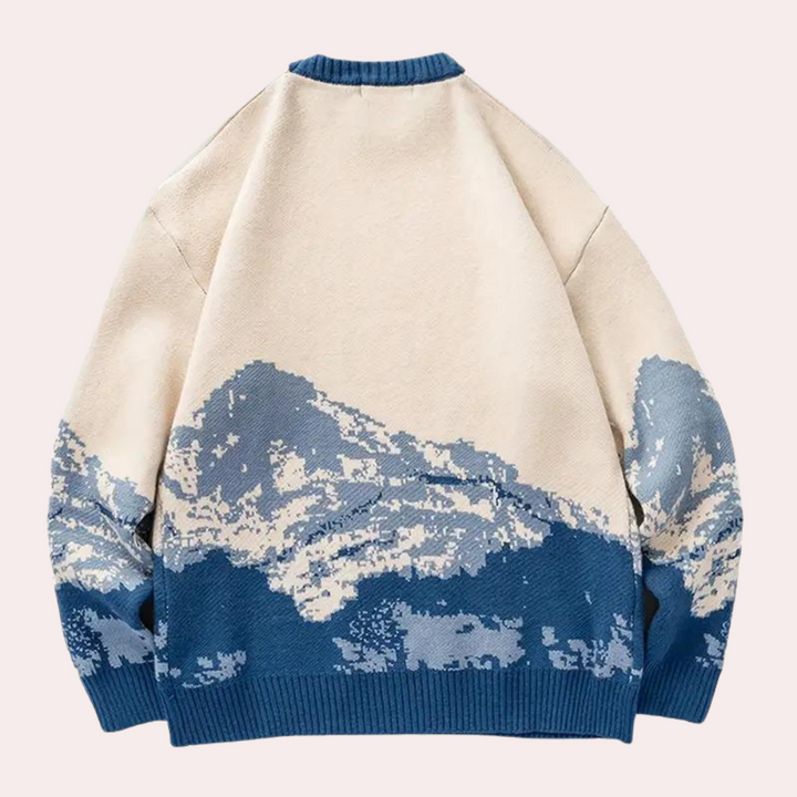 Knitted Mens Sweater with Mountain Pattern - Nordin-S-State of Style