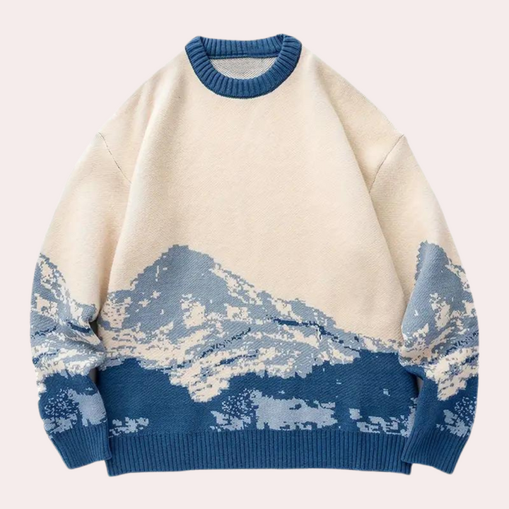 Knitted Mens Sweater with Mountain Pattern - Nordin-S-State of Style