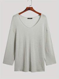 Knitted Men's Top with V-Neck and Long Sleeves – Eliott-Blue-S-State of Style