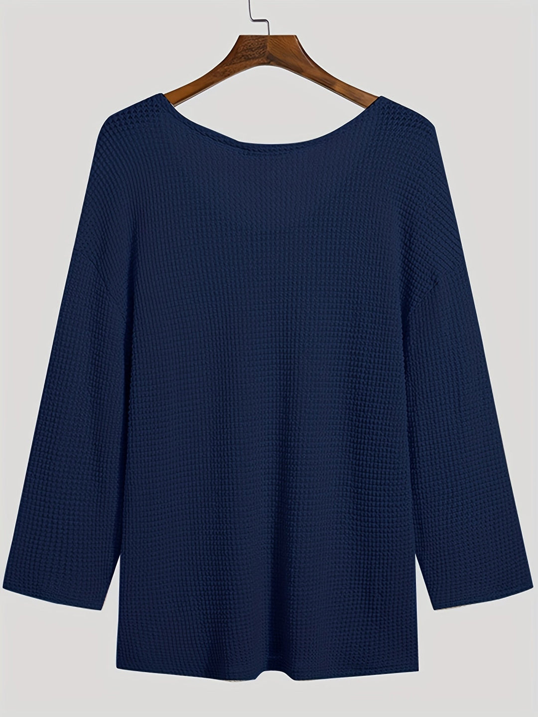 Knitted Men's Top with V-Neck and Long Sleeves – Eliott-Blue-S-State of Style