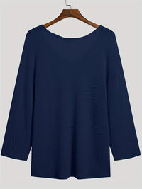 Knitted Men's Top with V-Neck and Long Sleeves – Eliott-Blue-S-State of Style