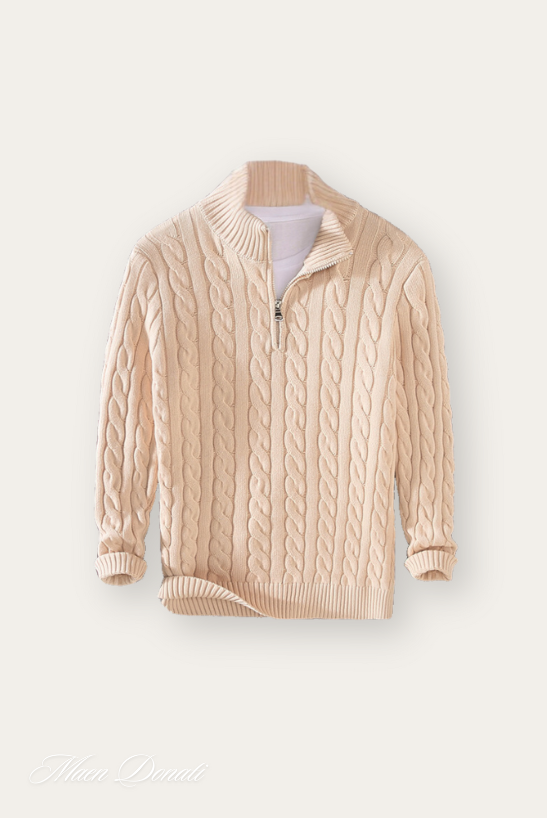 Knitted Men's Turtleneck Sweater - Ethan-Apricot-S-State of Style
