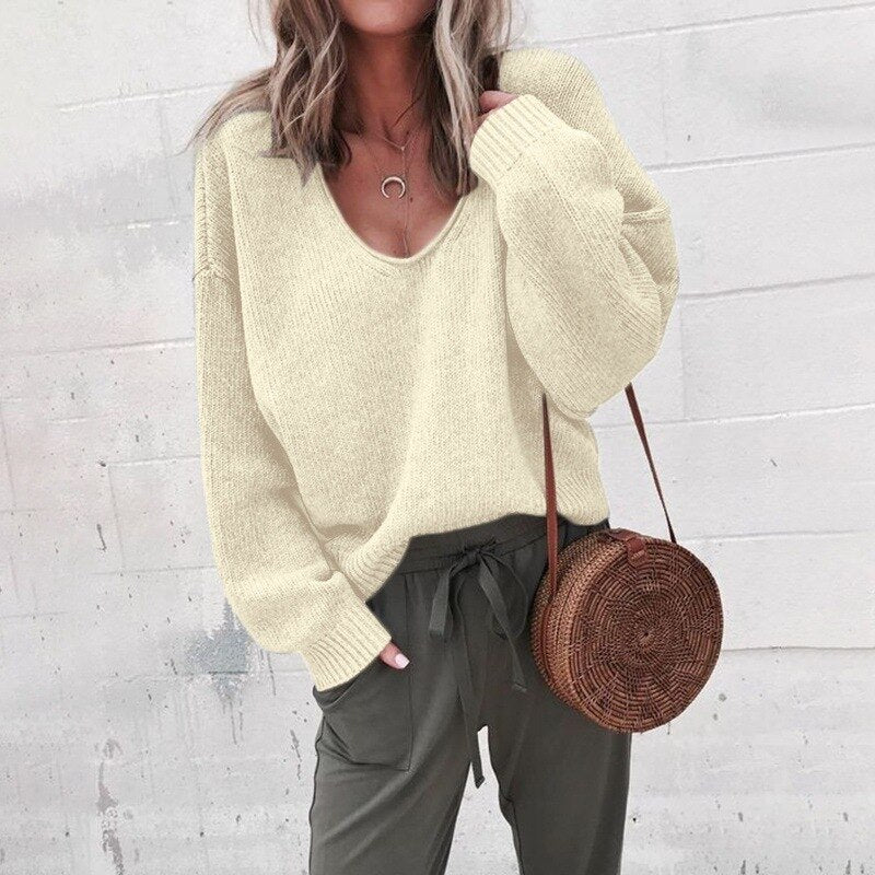 Knitted Oversized Ladies Sweater - Aurora-Beige-S-State of Style