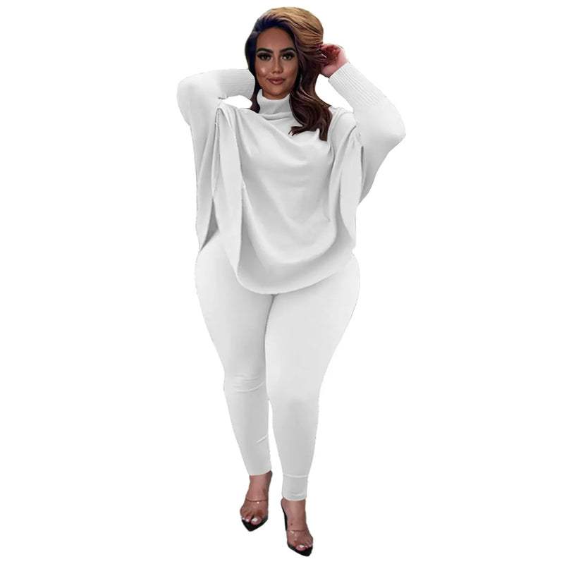 Knitted Plus-Size 2-Piece Lounge Set-White-L-State of Style