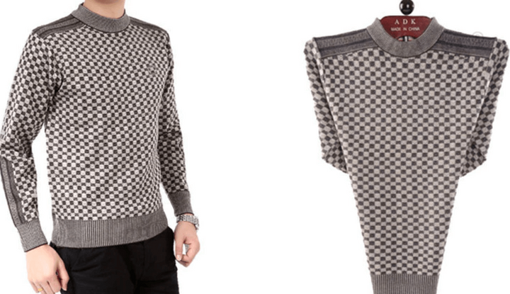 Men's sweater with check knit pattern – Fabian