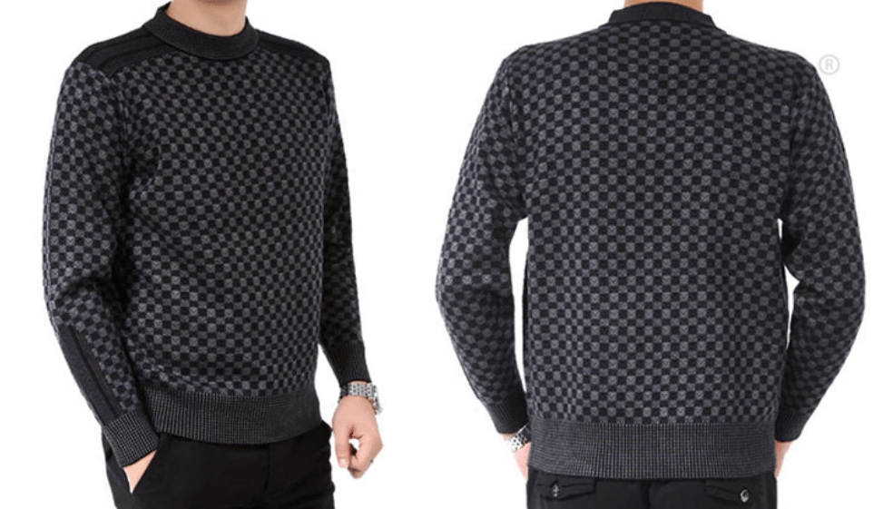 Men's sweater with check knit pattern – Fabian