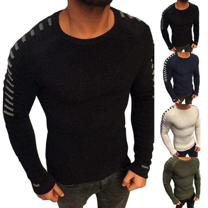 Men's knitted jumper with stripe details – Lukas autumn edition