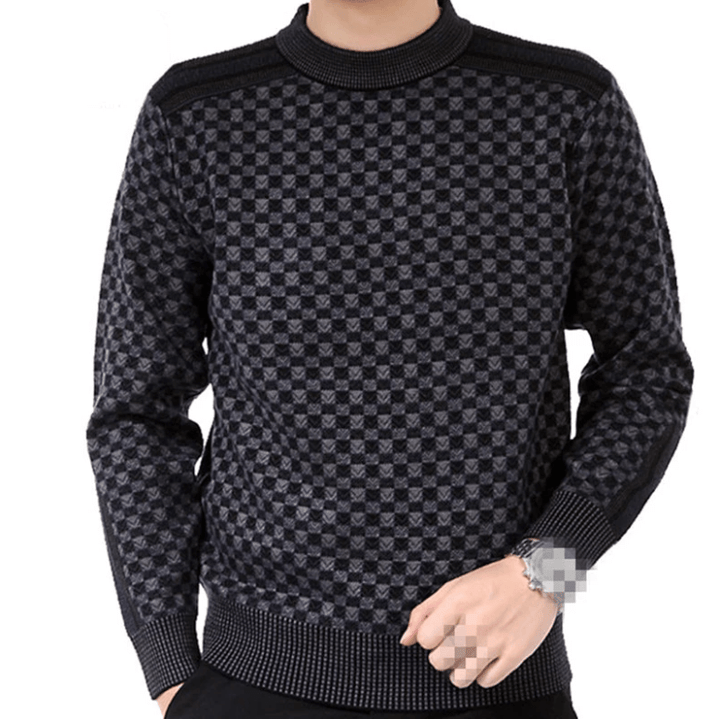 Men's sweater with check knit pattern – Fabian