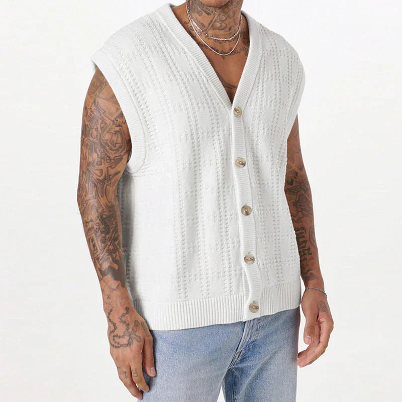 Knitted Summer Cardigan with V-Neck and Buttons – Elias-S-State of Style