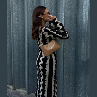 Knitted Summer Dress with Wave Pattern – Mirae-Black-S-State of Style