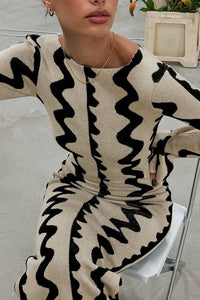 Knitted Summer Dress with Wave Pattern – Mirae-White-S-State of Style