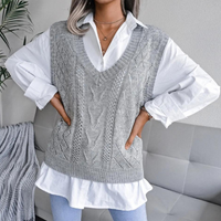 Knitted Sweater Vest with V-Neck for Women - Isabelle-Blue-XS-State of Style