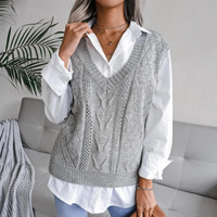 Knitted Sweater Vest with V-Neck for Women - Isabelle-Grey-XS-State of Style