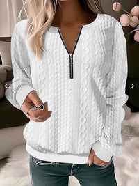 Knitted Sweater with Round Neck and Jacquard Pattern – Tessa-White-S-State of Style