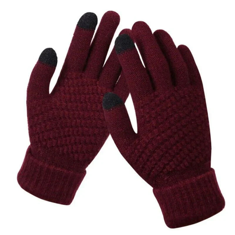 Knitted Touchscreen Gloves for Women - Amara-Bordeaux Red-State of Style