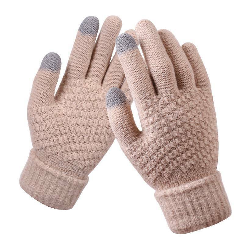 Knitted Touchscreen Gloves for Women - Amara-Khaki-State of Style