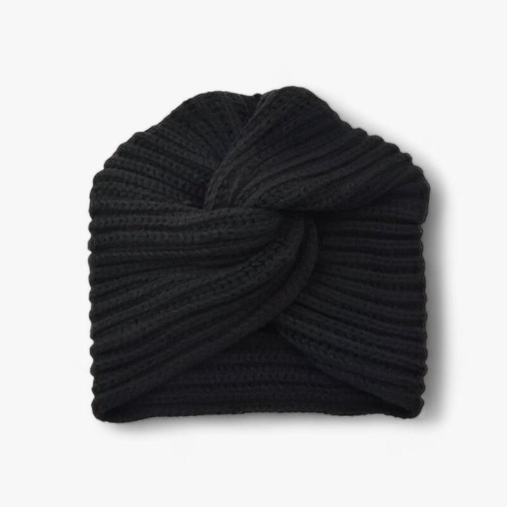 Knitted Turban for Women - Luxe Comfort in Cashmere - Luna-Black-State of Style