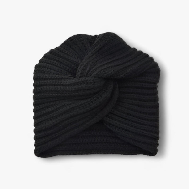 Knitted Turban for Women - Luxe Comfort in Cashmere - Luna-Black-State of Style