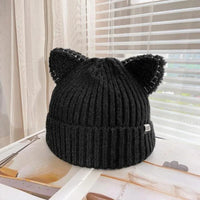 Knitted Winter Hat with Cat Ears - PurrWarm-Black-1-State of Style