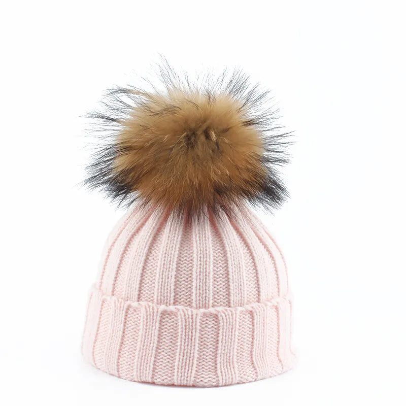 Knitted Winter Pom-Pom Hat - Felina-Pink-State of Style