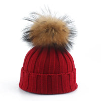 Knitted Winter Pom-Pom Hat - Felina-Red-State of Style