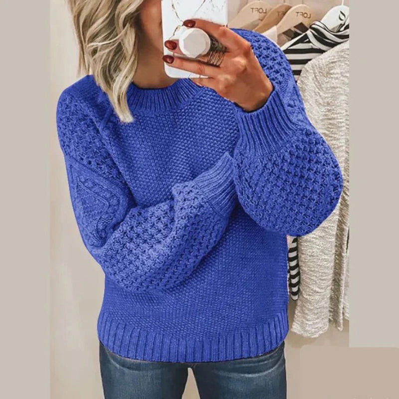 Knitted Women's Sweater - Elina-Blue-S-State of Style