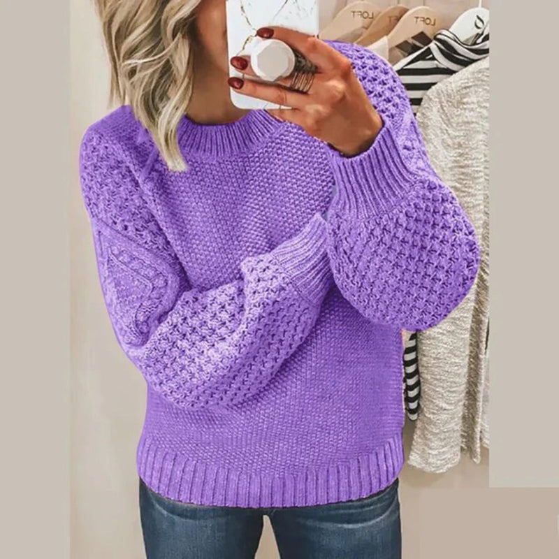 Knitted Women's Sweater - Elina-Purple-S-State of Style