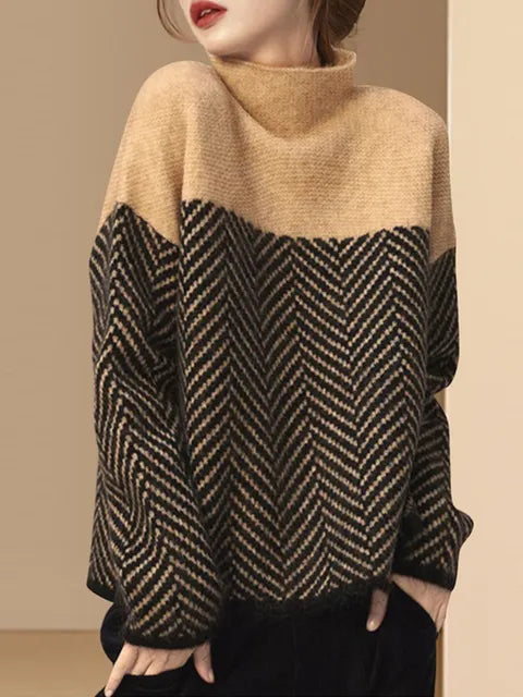 Knitted Women's Sweater - Vintage Charm-Khaki-One size fits all-State of Style