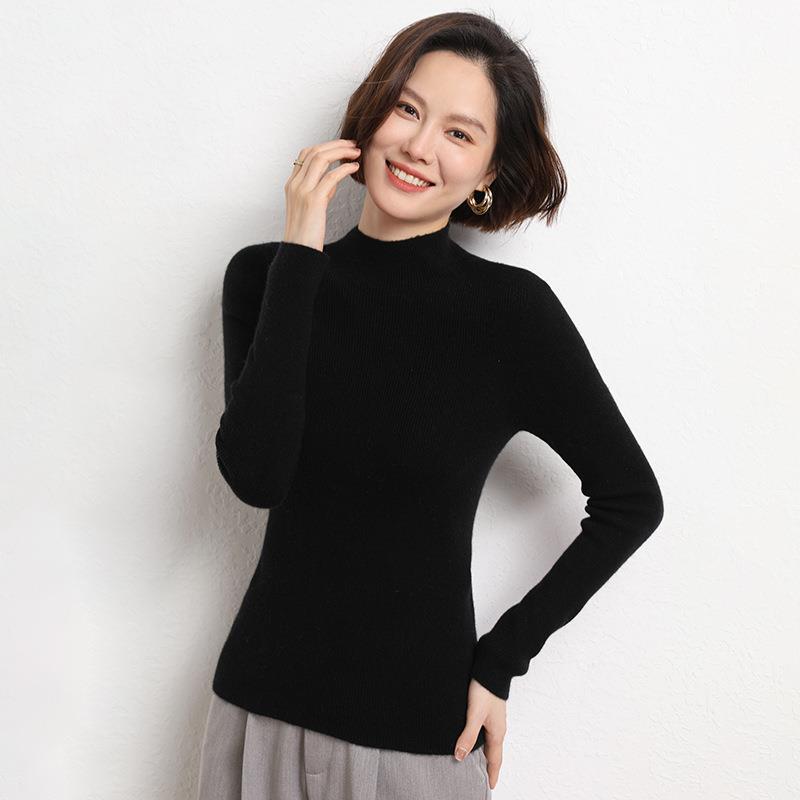 Knitted Women's Sweater with Half Polo - Sophie-Black-S-State of Style