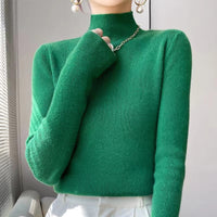 Knitted Women's Sweater with Half Polo - Sophie-Green-S-State of Style
