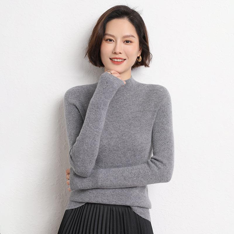 Knitted Women's Sweater with Half Polo - Sophie-Grey-S-State of Style