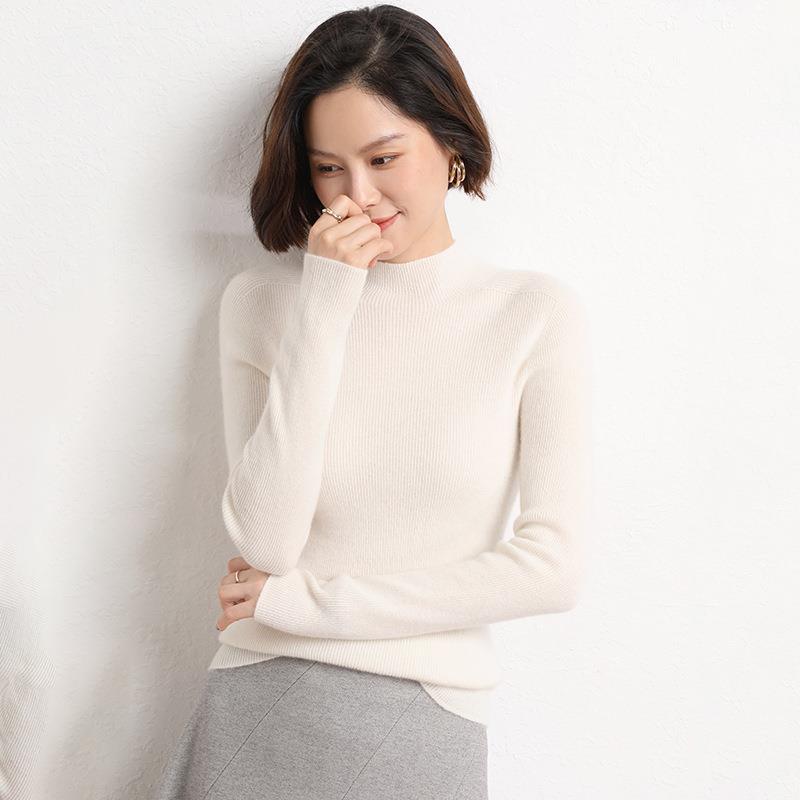 Knitted Women's Sweater with Half Polo - Sophie-White-S-State of Style