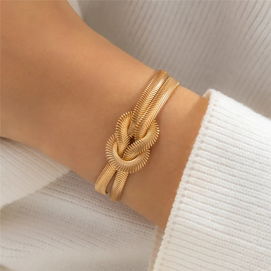 Knotted Snake Chain Bracelet | Elegant Women's Jewellery-GOLD-State of Style