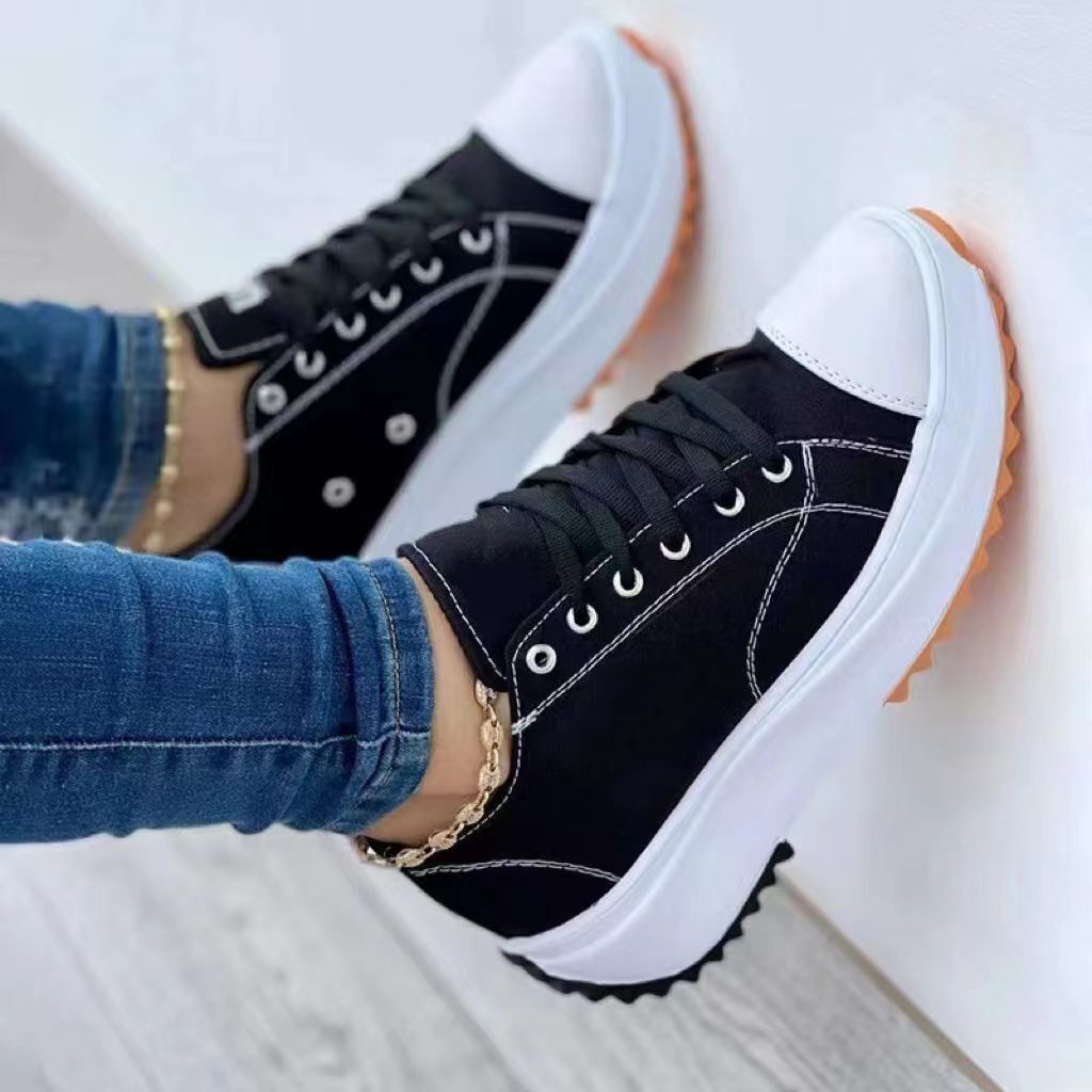KristiensSneaks | Platform Sneakers for Women | Trendy Elevated Shoes-Black-4.5-State of Style