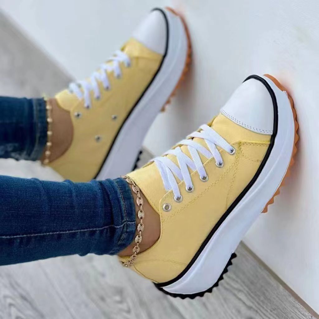 KristiensSneaks | Platform Sneakers for Women | Trendy Elevated Shoes-Yellow-4.5-State of Style