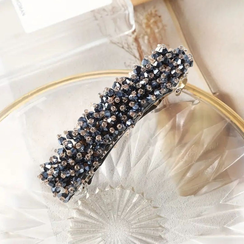 Kristina Traditional Hair Accessory – Elegant Rhinestone & Pearl Design-Black-State of Style