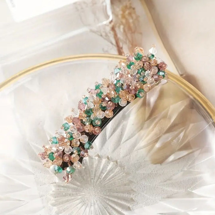 Kristina Traditional Hair Accessory – Elegant Rhinestone & Pearl Design-Green-State of Style