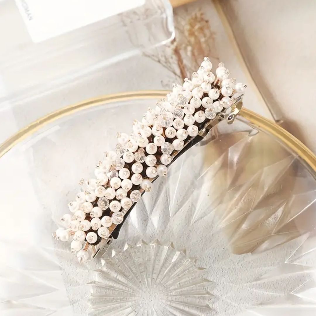 Kristina Traditional Hair Accessory – Elegant Rhinestone & Pearl Design-White-State of Style