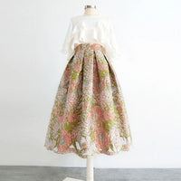 Kristina Traditional Skirt – High-Waisted Embroidered Organza Skirt-S-State of Style