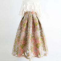 Kristina Traditional Skirt – High-Waisted Embroidered Organza Skirt-S-State of Style