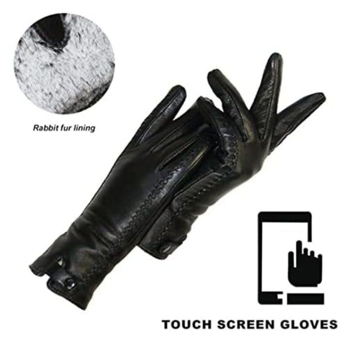 Kristy Leather Gloves | Vintage & Stylish-Rabbit Fur Lining-7.0-State of Style