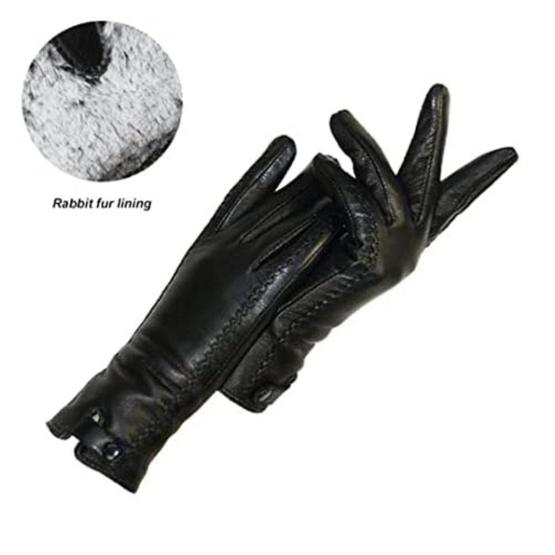 Kristy Leather Gloves | Vintage & Stylish-Rabbit Fur Lining-7.0-State of Style