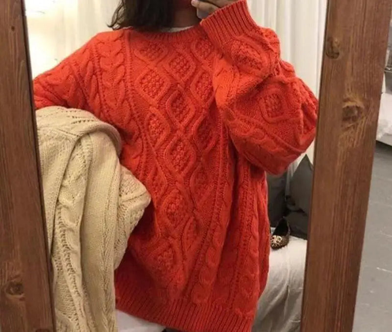 Kurve Oversized Knit Delight – Cosy & Stylish for Autumn & Winter-Coral Red-L-State of Style
