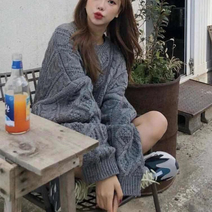 Kurve Oversized Knit Delight – Cosy & Stylish for Autumn & Winter-Grey-L-State of Style