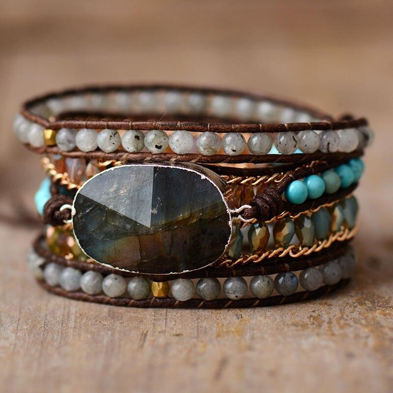 Labradorite Gloss Five-Strand Wrap Bracelet – Lira-State of Style