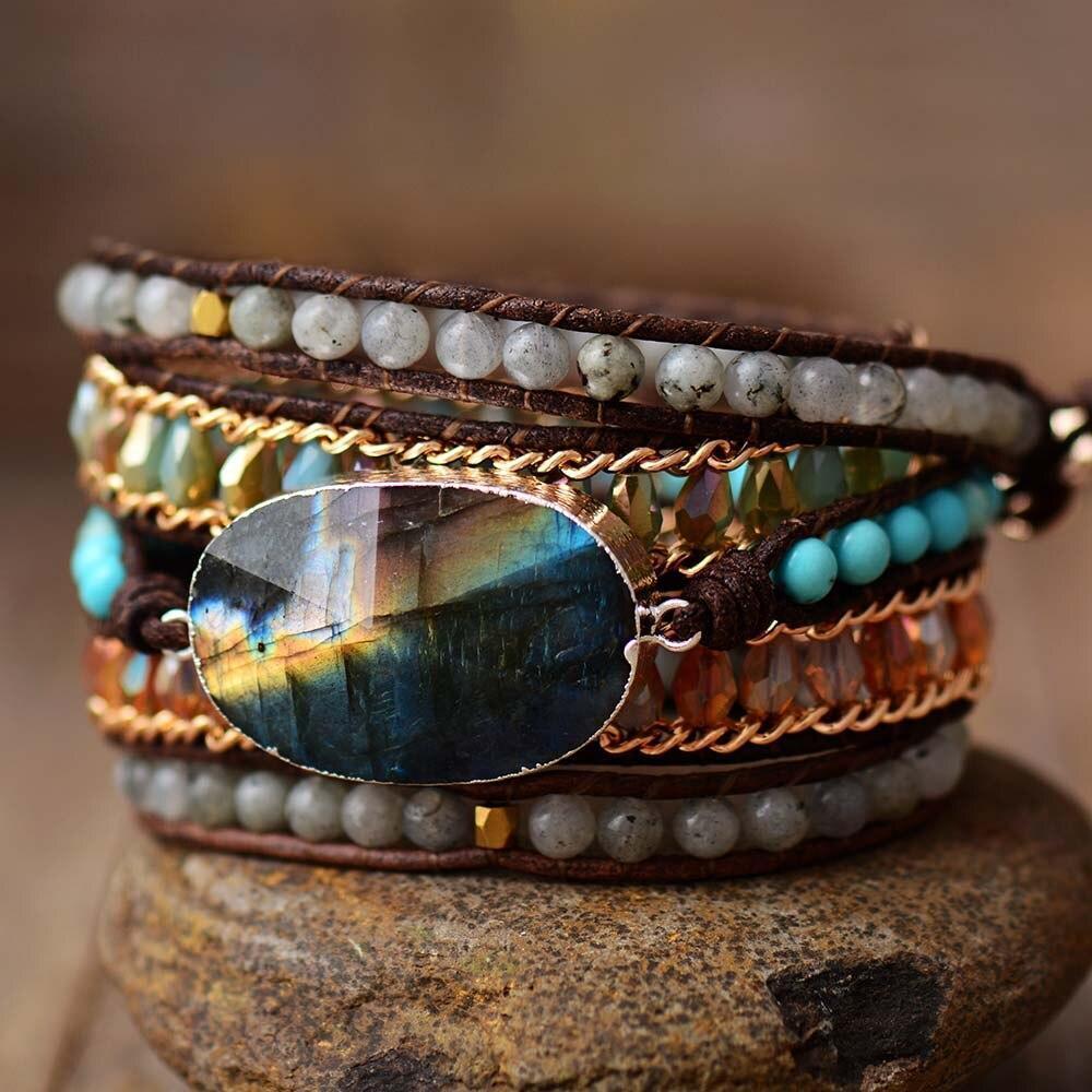 Labradorite Gloss Five-Strand Wrap Bracelet – Lira-State of Style