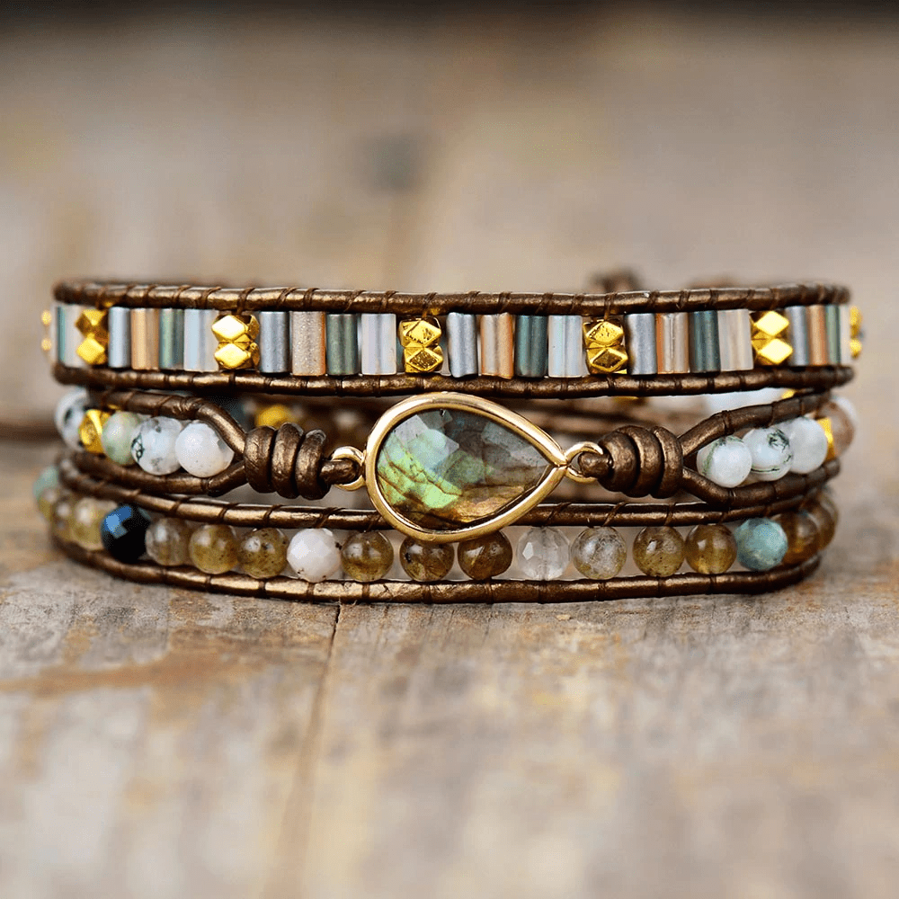 Labradorite Protective Wrap Bracelet - Sylvana-State of Style