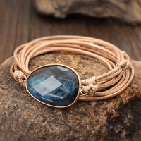 Labradorite Rope-Wrap Bracelet - Lunaria-Light brown-State of Style