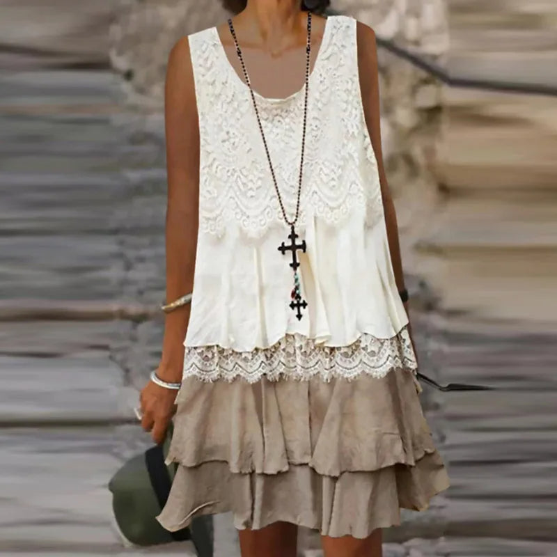 Lace-Trimmed Sleeveless Dress | Elegant & Comfortable-S-State of Style