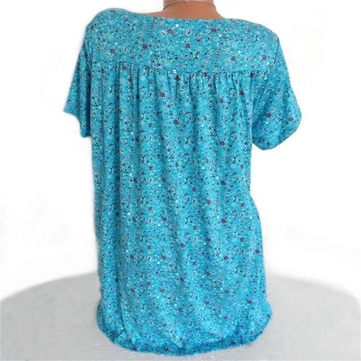 Ladies Boho Summer Blouse with Floral Print - Celeste-Beige-S-State of Style